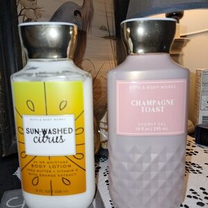 Bath & Body Works Sun-Washed Citrus Lotion and Champagne Toast Gel